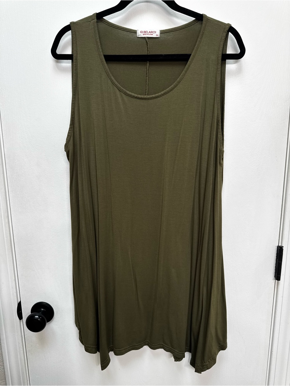Relaxed Olive Green Scoop Neck Tank -